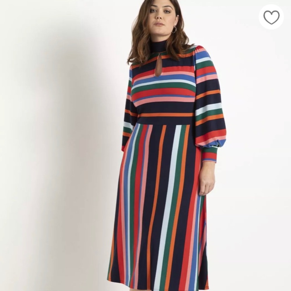 ELOQUII A-line dress with puffed sleeves, size 22